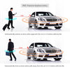 Diagram showing a car's keyless entry and lock system with proximity sensors for automatic unlocking and locking.