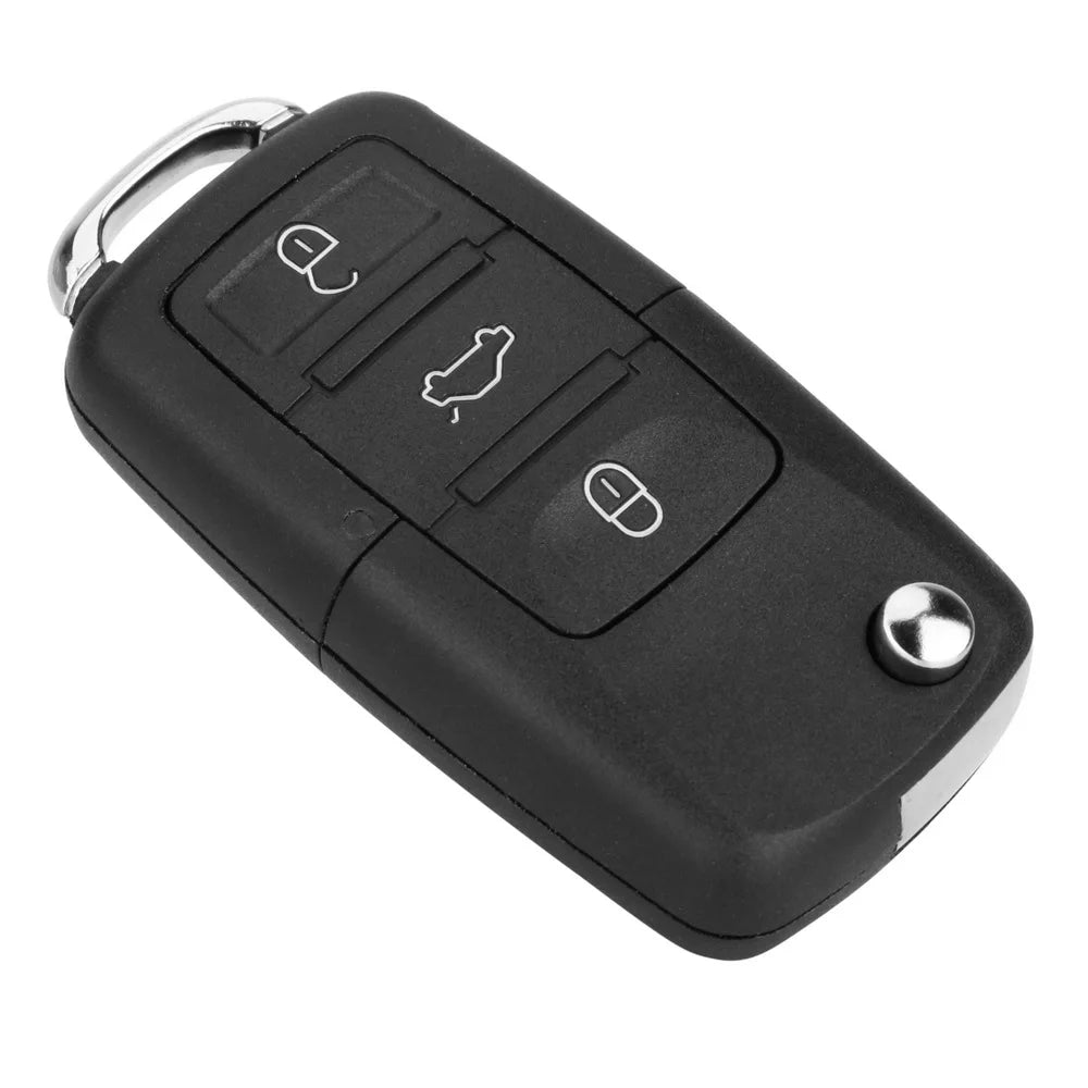 Housse de clé universelle noire pour VW et Audi avec boucle métallique.