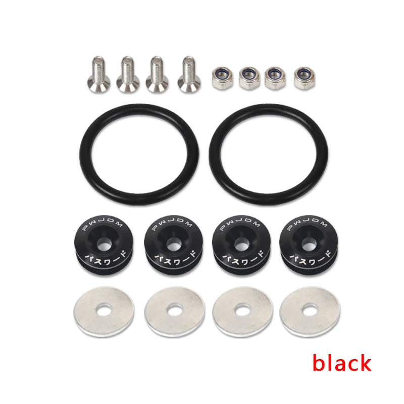 Ensemble de fixations universelles noires à dégagement rapide pour pare-chocs et couvercles automobiles, avec différentes tai