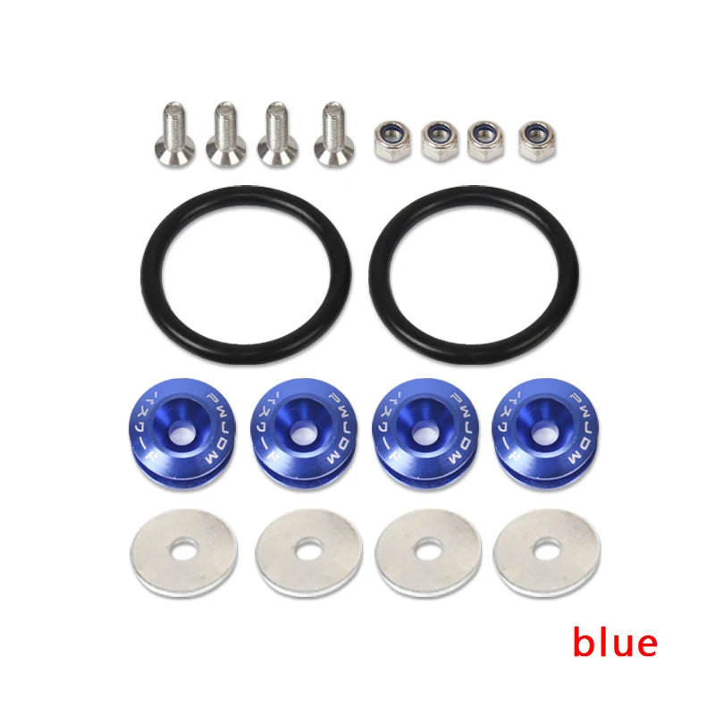 Ensemble de fixations rapides universelles comprenant des broches, des anneaux et des disques de verrouillage bleus pour l'au
