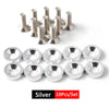 A set of 10 silver anodized aluminum fender and bumper hardware screws.