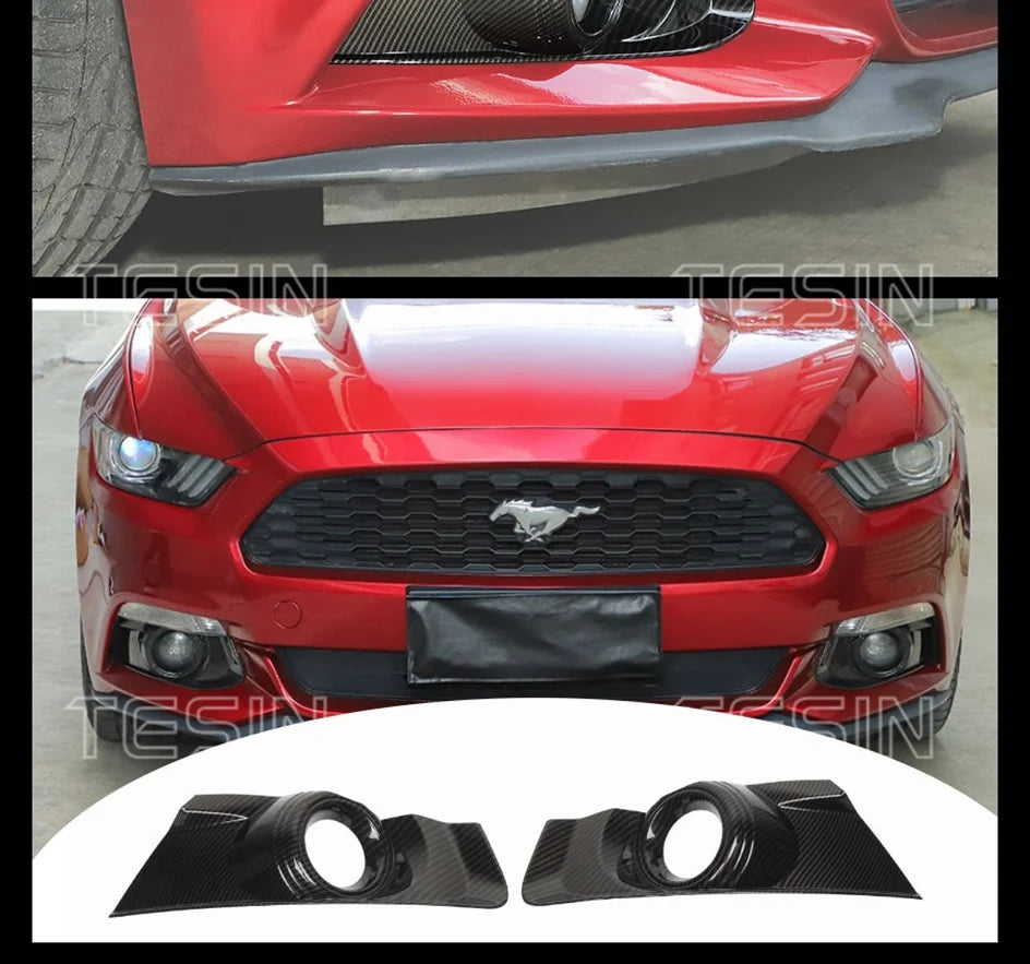 Parachoques delantero de fibra de carbono con luces antiniebla para Ford Mustang