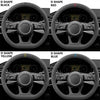 Four steering wheel covers in black, red, yellow, and blue D shape for VW Golf, Passat, and Polo.