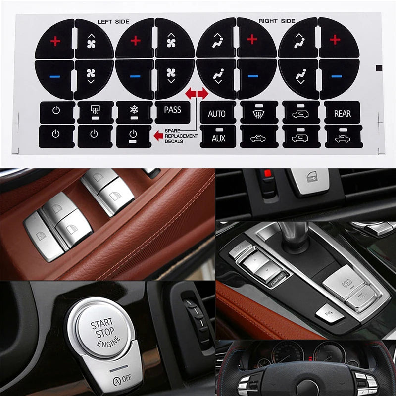 Ensemble de autocollants de réparation de boutons de climatisation pour véhicules GMC, Buick et Chevy