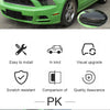 Green Ford Mustang rearview mirror cover set for 2009-2013 models with various installation and quality assurance icons.