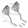 A pair of chrome motorcycle side mirrors with 4-1/4 inch and 8-7/8 inch arms.