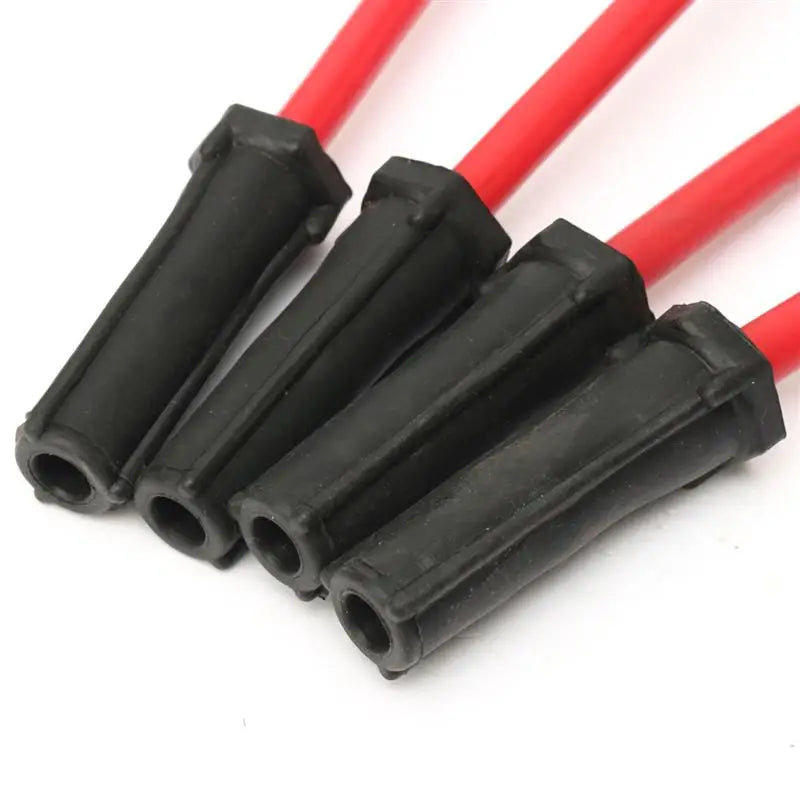 A set of red and black spark plug wires for Chevy and GMC V8 engines.