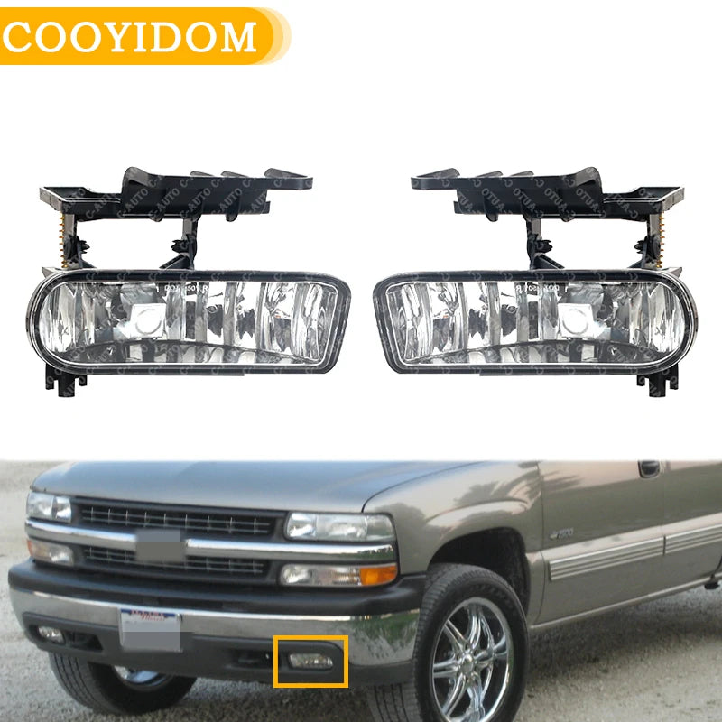 Heavy-duty fog lamp assembly for a Chevy truck or SUV, shown in a close-up view.