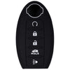 Black silicone cover for a universal car key fob featuring a slot and several buttons including lock and horn functions.