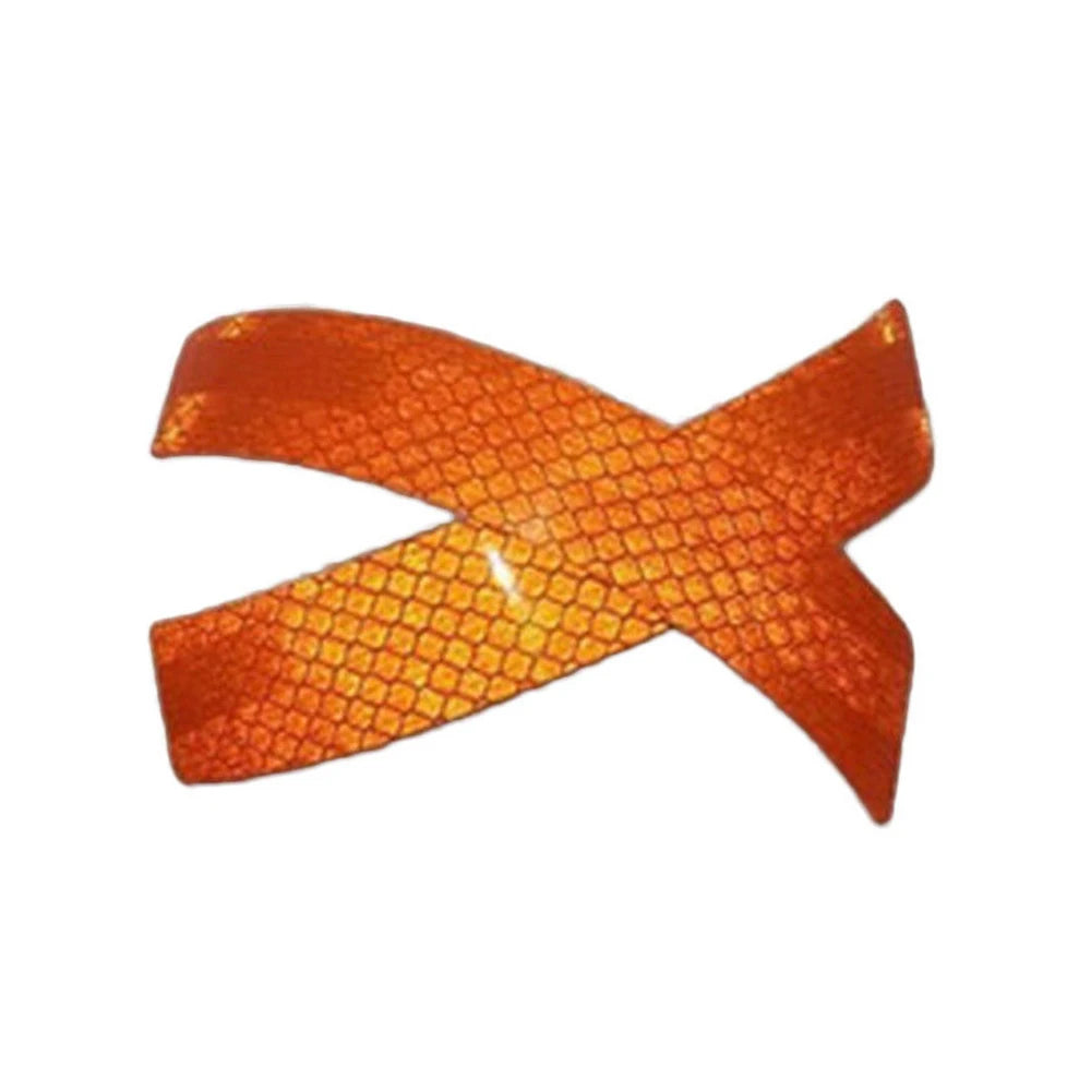 Orange dual reflective car bumper warning strips with a textured pattern