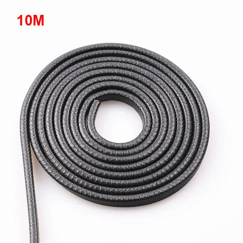 Roll of black car door edge protector trim with a 10-meter length
