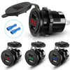 Schwarzer Dual-USB-Auto-Ladegerät-Adapter in verschiedenen Formen, einschließlich eigenständiger und montierter Versionen.