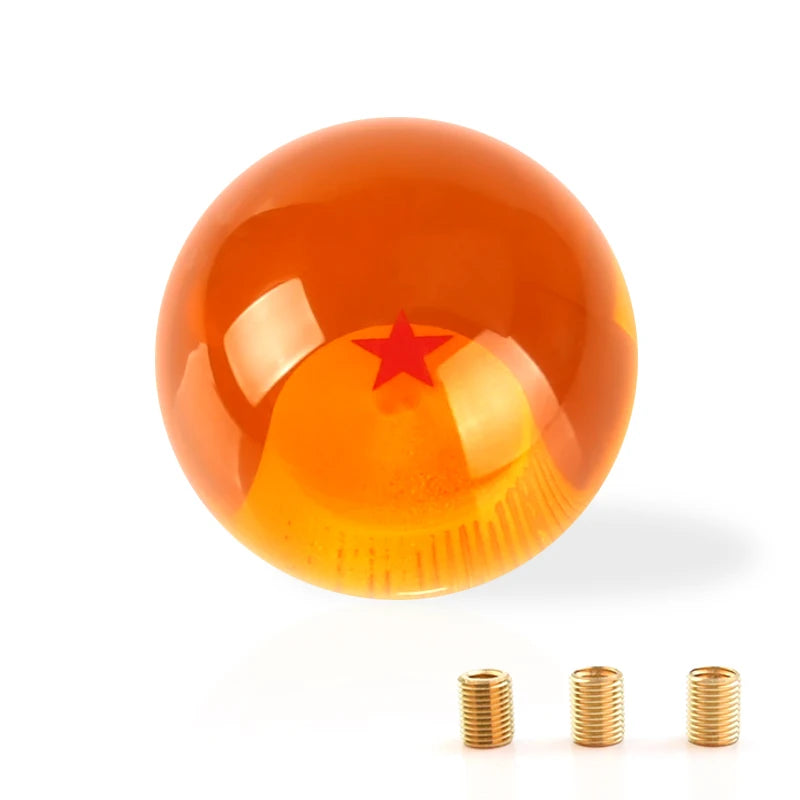 Manija de palanca brillante naranja con emblema de estrella roja y accesorios de latón.