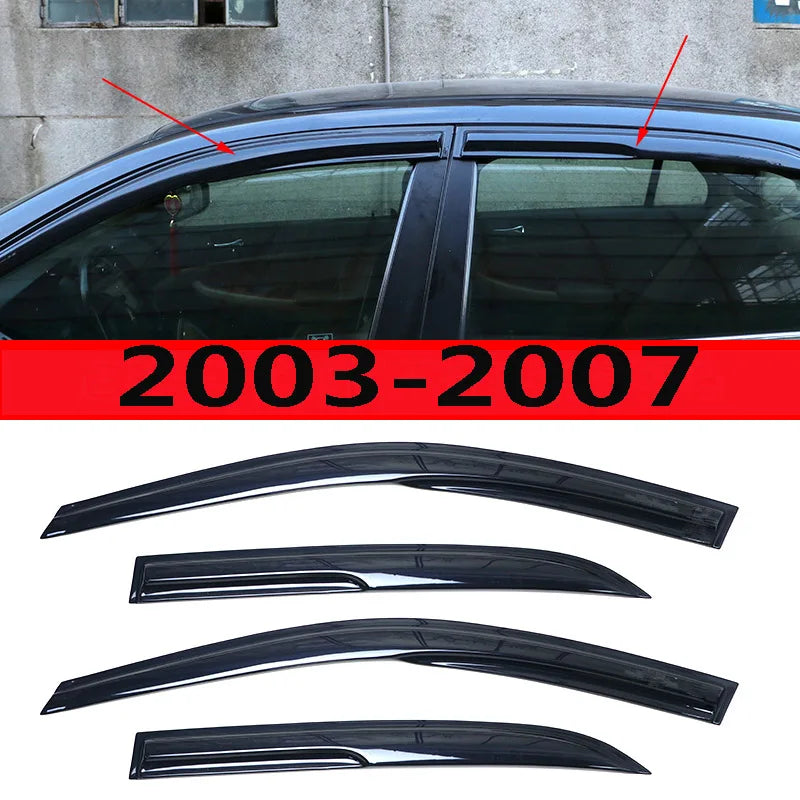 Aftermarket window visor for Honda Accord covering the side windows of models manufactured between 2003 and 2007