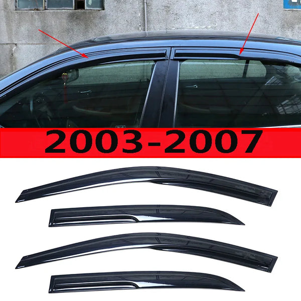Aftermarket window visor for Honda Accord covering the side windows of models manufactured between 2003 and 2007