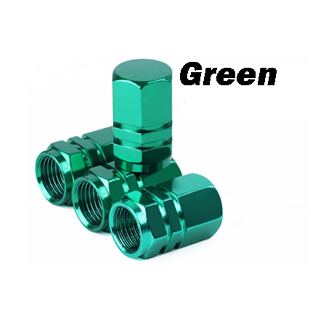 Tapa de válvula de llanta de aluminio verde y duradera en varios tamaños.