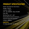 Product specification sheet for a universal LED brake light bulb set with various socket types and performance details.
