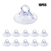 Ten clear plastic heavy-duty suction cups for gripping smooth surfaces