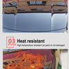 Three sections demonstrating the brightness and heat resistance of a ceramic coating on car paint.