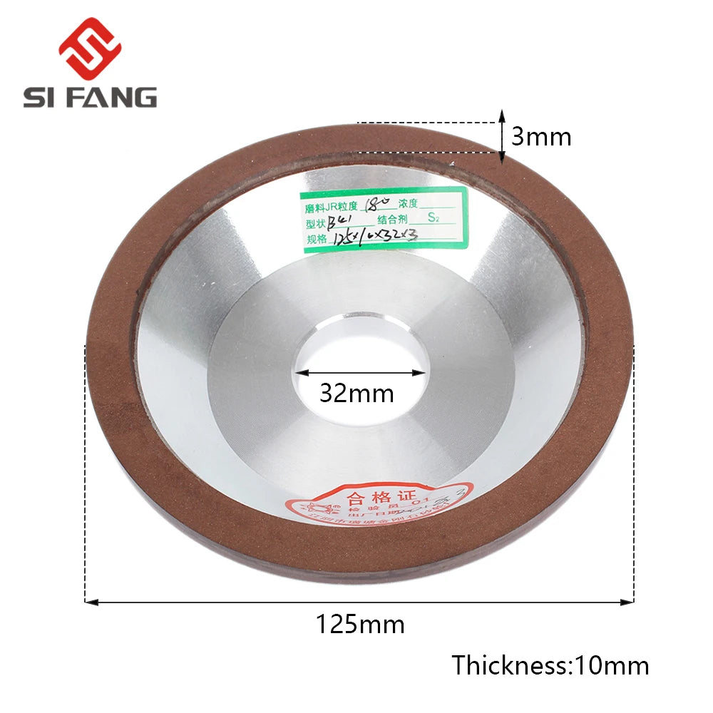 Rundes Mahlbecher mit 3 mm Dicke und 125 mm Durchmesser für Hartmetallwerkzeuge.