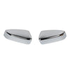 A pair of chrome rearview mirror covers for a Ford Mustang, designed to provide ABS protection.