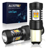 Ampoule LED noire avec base argentée et clignotant double couleur pour usage automobile.