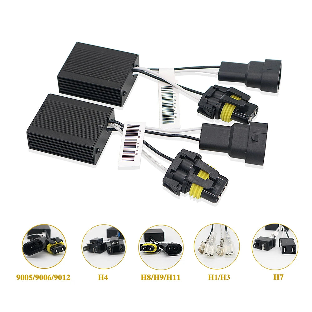 مجموعة محولات مصابيح LED عالمية لمصابيح سيارات، تشمل أنواعًا مثل H4 وH8/H9/H11 وH7.