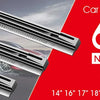 A close-up view of a 6 mm width NR frame type car wiper rubber strip with various lengths shown.