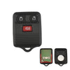 A black universal remote car key featuring lock, unlock, and horn buttons, with two separate battery contacts.