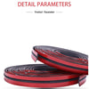 A roll of red and black weather stripping material for sealing car windshields.