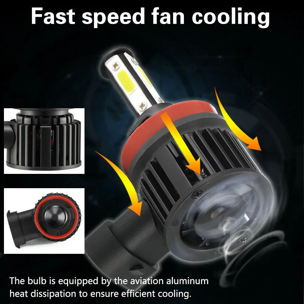 A fast speed fan cooling LED headlight bulb with an aviation aluminum heat dissipation system.