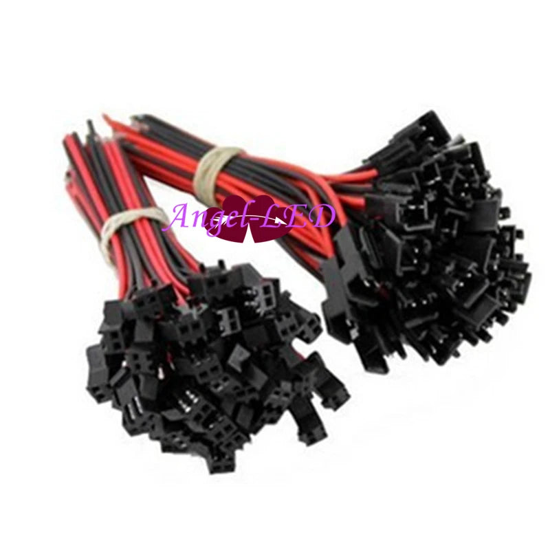 Bundle of multi-pin JST connector cables with red and black wires for LED strips