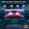 Caméra de conduite UHD 1080p avec vision nocturne et angle large d'une voiture la nuit.