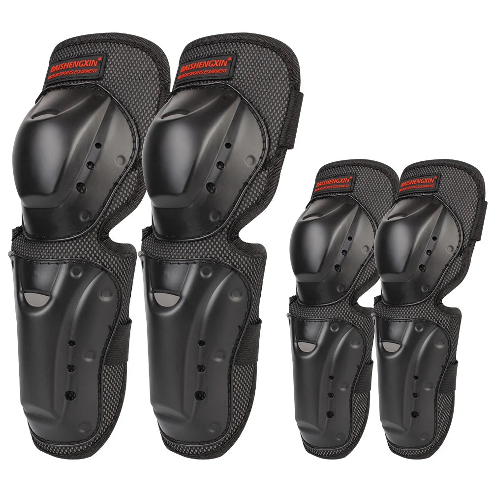 Set of black heavy-duty motorcycle and dirt bike protection pads for hand and wrist protection