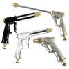 A set of high-pressure adjustable water guns for cleaning and watering, featuring black and silver handles.