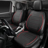 Black universal leather car seat covers installed in a vehicle interior.