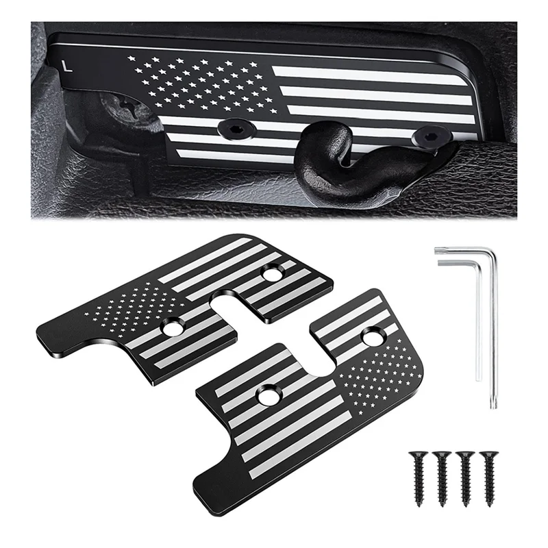 Set of heavy duty sun visor repair clips for Jeep, Gladiator, and Wrangler featuring black and white stripes and stars