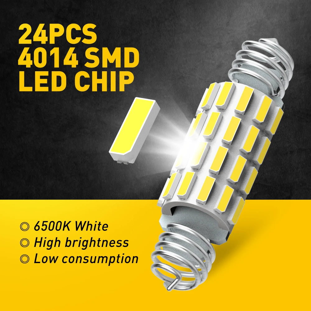 Nahaufnahme von 24 Stück 4014 SMD LED-Chips in einem zylindrischen Leuchtmittelhülse.