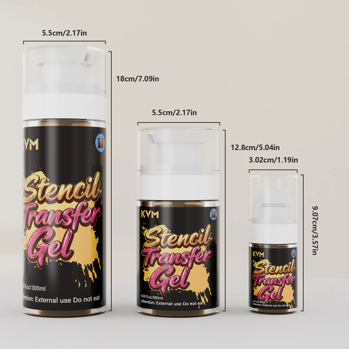 A bottle of Stencil Transfer Gel Gel with a white cap and black label shown from the side.