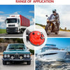 A collage showing a truck, a motorcycle rider, and a classic car alongside a boat, demonstrating the range of application for