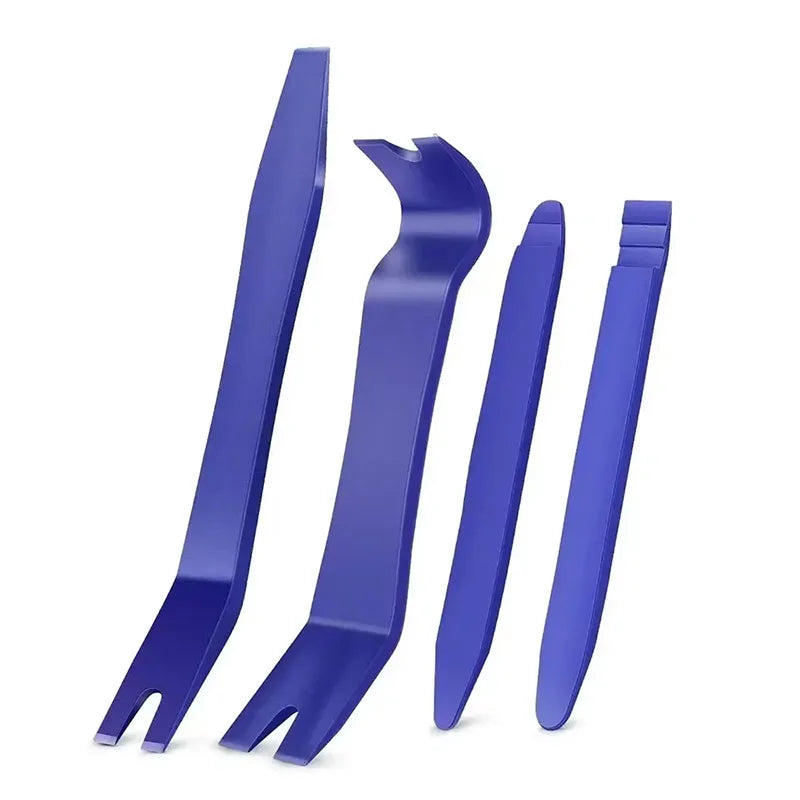 A set of blue plastic multi-functional car trim removal tools.