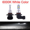 Two 6000K white color LED headlight bulbs shown next to a dark background and a light beam effect.