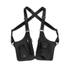 Black tactical double shoulder crossbody bag with adjustable straps