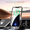 A smartphone is shown being wirelessly charged by a car holder, demonstrating 15W wireless fast charging capability.