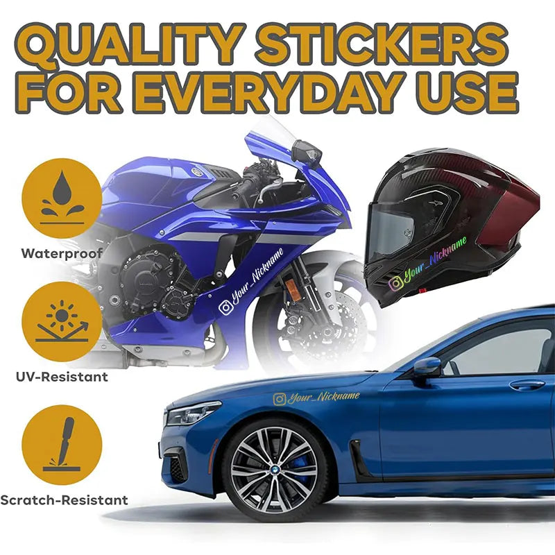 Pegatinas de calidad para uso diario, resistentes a agua y rayones, aplicadas en motocicleta y coche.