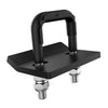 Black heavy duty trailer hitch clamp and isolator with an AT branded handle and threaded mounts