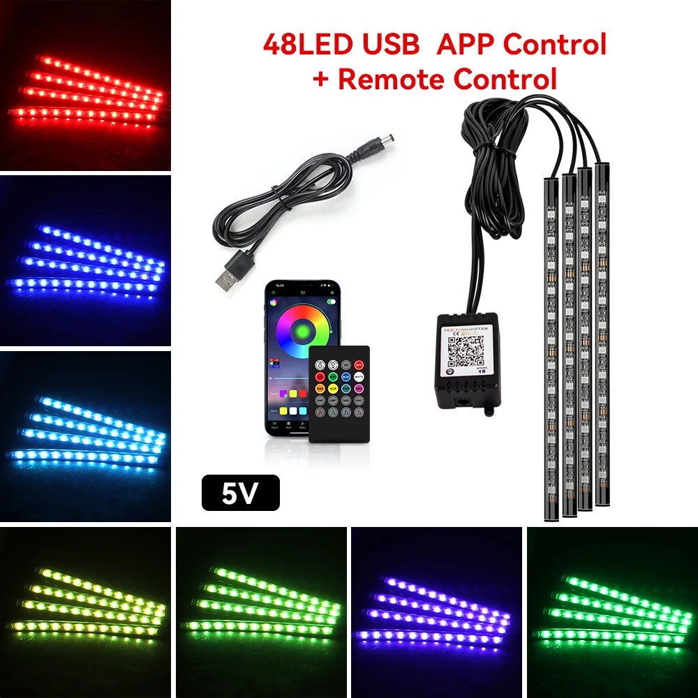 48LED USB APP Control lighting kit with remote control and power supply