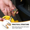 Silver spring clips connect with built-in clips for quick sealing on a tire inflator valve.