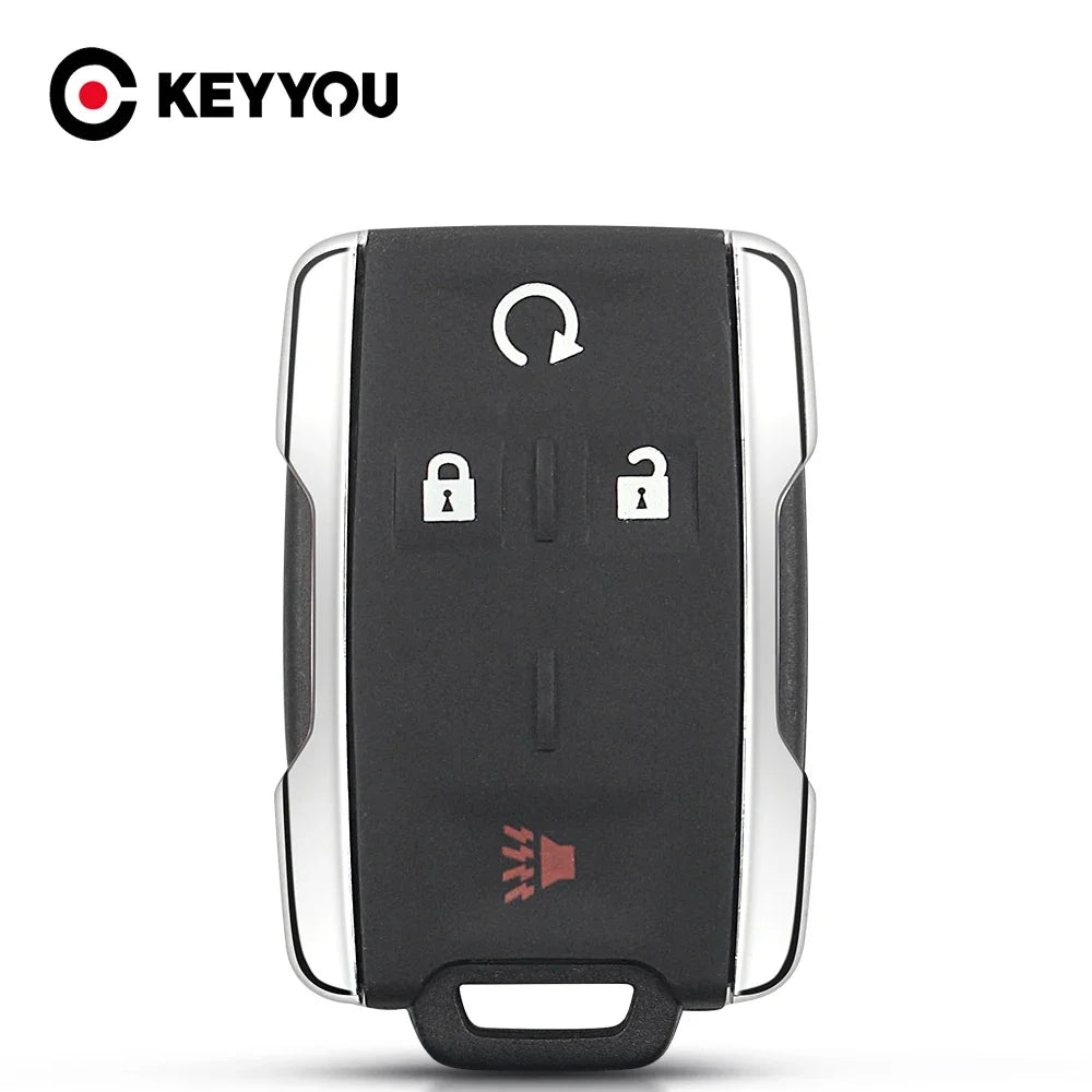 Coque de clé à distance noire avec un bouton circulaire et deux icônes de verrouillage.