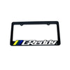 Black license plate frame decoration with the word Reddy in white and yellow text.